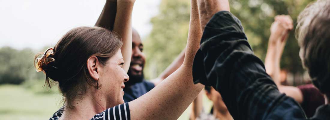 people joining hands